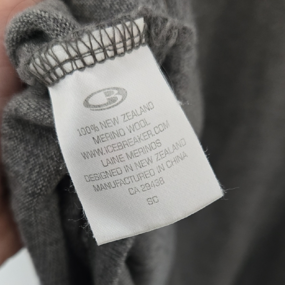 Men's Gray Half-Zip Icebreaker merino wool sweater gray warm outdoor Medium - Picture 6 of 6